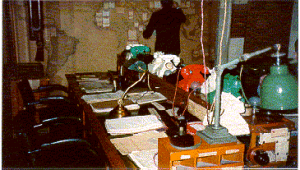 Color-coded telephones above the desks connected duty officers directly with individual commands.